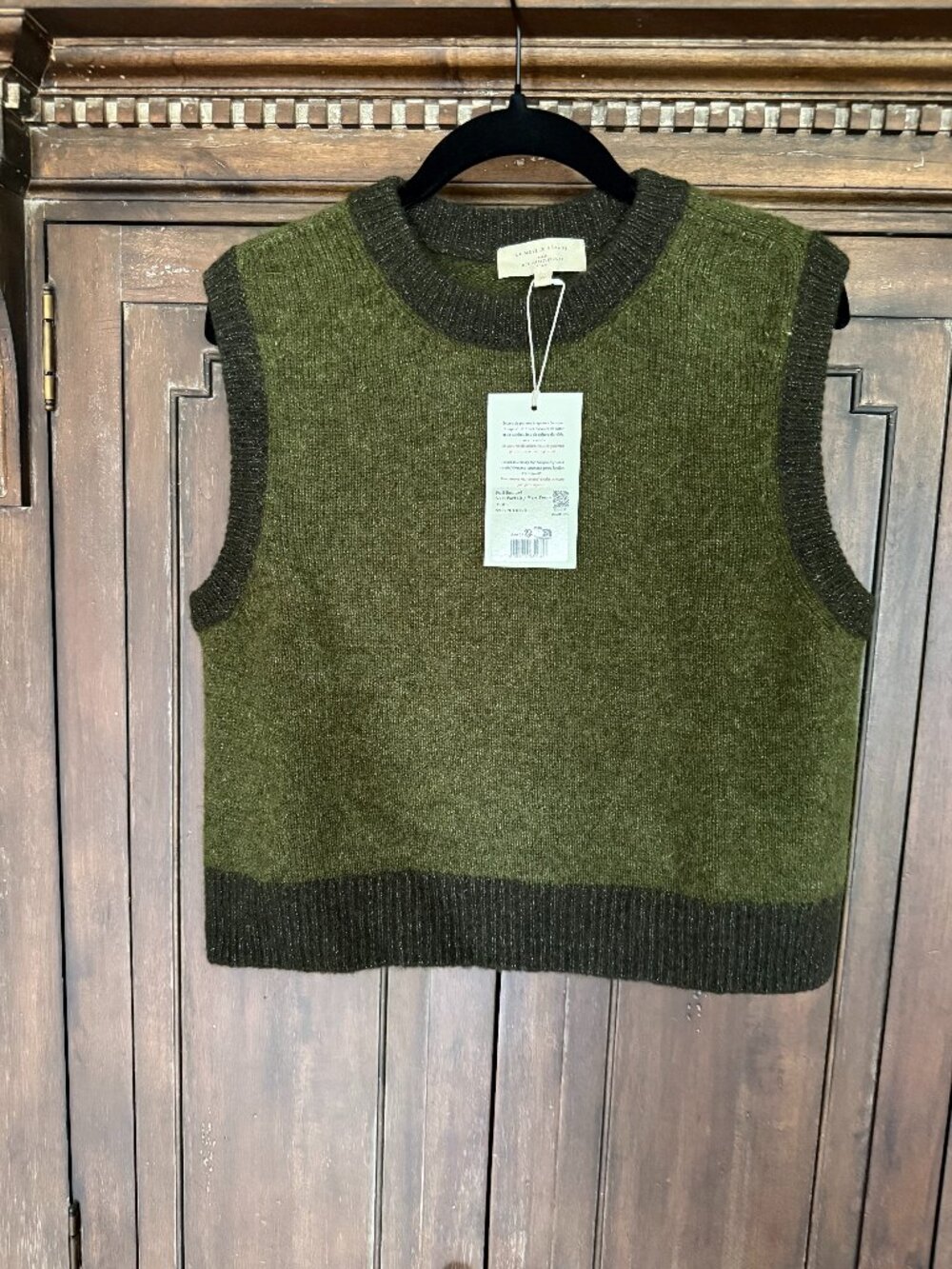 Sezane Samuel Vest Jumper - Perfect Green/Dark Green - Size XS - NWT! - Picture 3 of 10